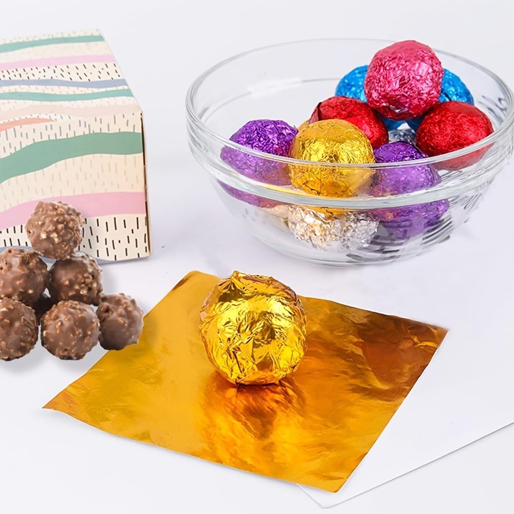 Royals 200pc Assorted Colour Foil Wrappers for Chocolate, 8 x 9 cm, (Plain/Printed) Chocolate Paper Chocolate Wrapping foil - Image 7 thumbnail