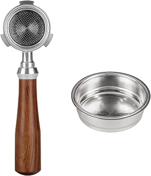 Bottomless Portafilter, Compatible with 51mm Bottomless Portafilter Coffee Bottomless EC680 and EC685 Machines, Rosewood Handle Filter Basket Included with 2 EC680 Filter Baskets