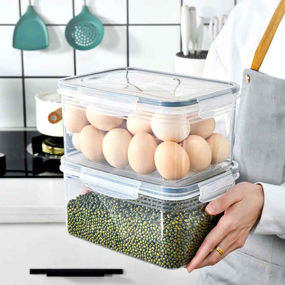 Frischhaltedosen Obst Gemüse mit Deckel, Transparenter Gemüse-/Obst-Aufbewahrungsbehälter mit Abflusskörben, Frischhalteboxen dicht und trennbar, Kühlschrankdosen zum Aufbewahren oder Mitnehmen L Küche, Haushalt & Wohnen