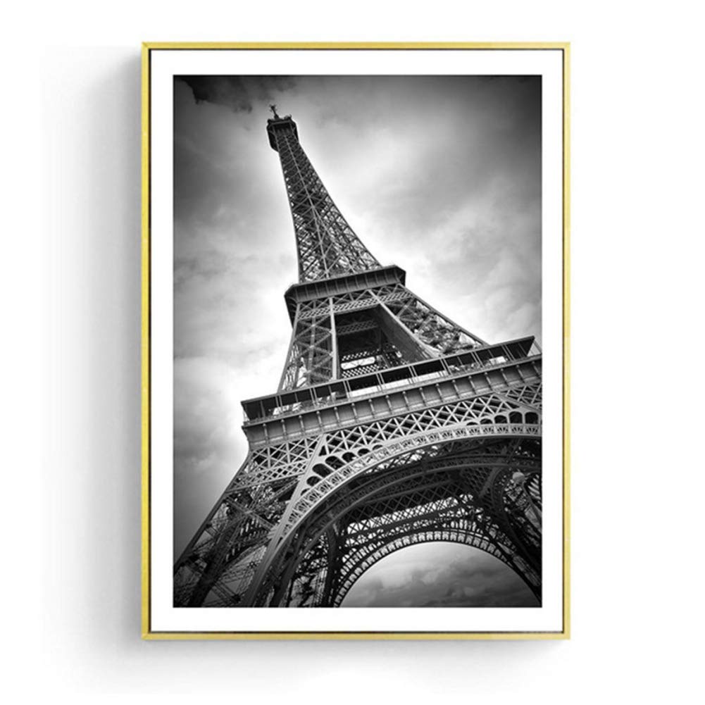 Modern Black and White Monochrome Paris Eiffel Tower New York City Photography Poster Wall Art Decor Dorm Room Living Room/60X80cm-No Frame
