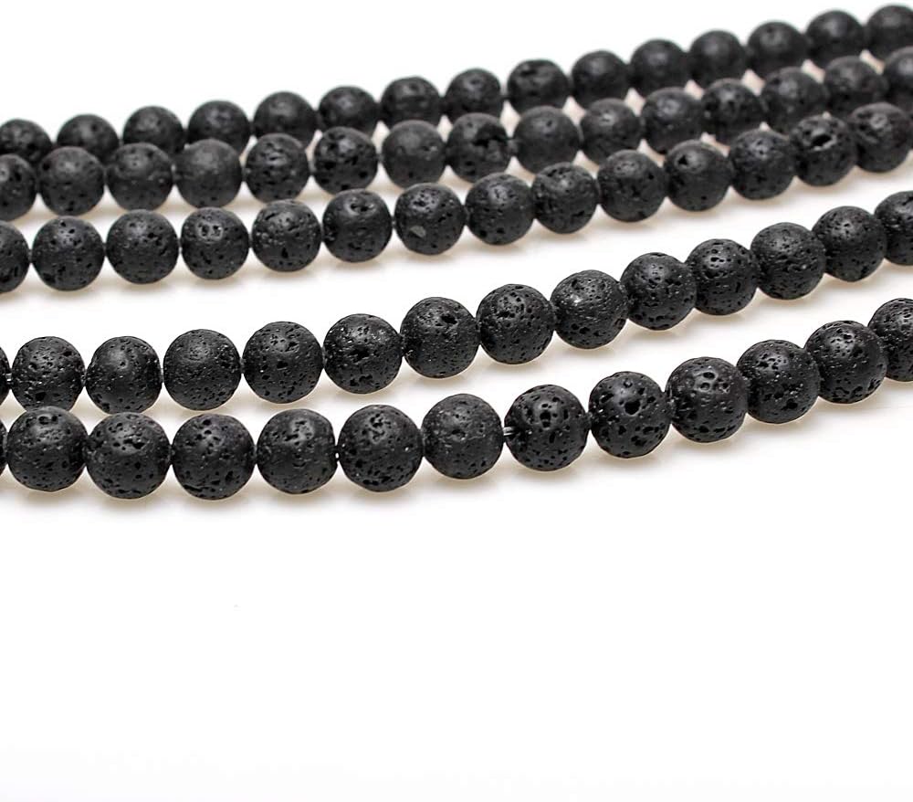 MJDCB Natural Black Lava Gemstone Loose Beads Well Polished Round 8mm Crystal Energy Stone Healing Power for Jewelry Making Black Lava 8mm