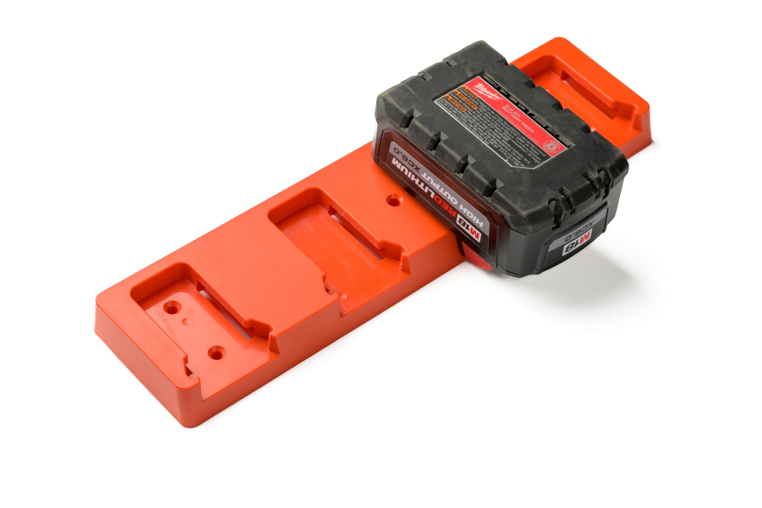Perch Red Battery Expansion Rack | Milwaukee M18 18V | Securely Mount 4 Batteries | Universal Mounting | Most Durable Cordless Tool Organizer