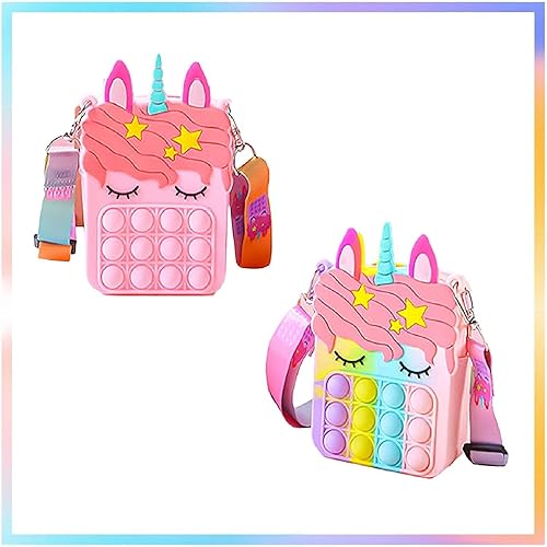 Miniatura 8 de Regalos para mujer, bolso de moda con burbujas para presionar, juguete para ansiedad de unicornio rosa, monedero de mujer, bolsa de silicona con
