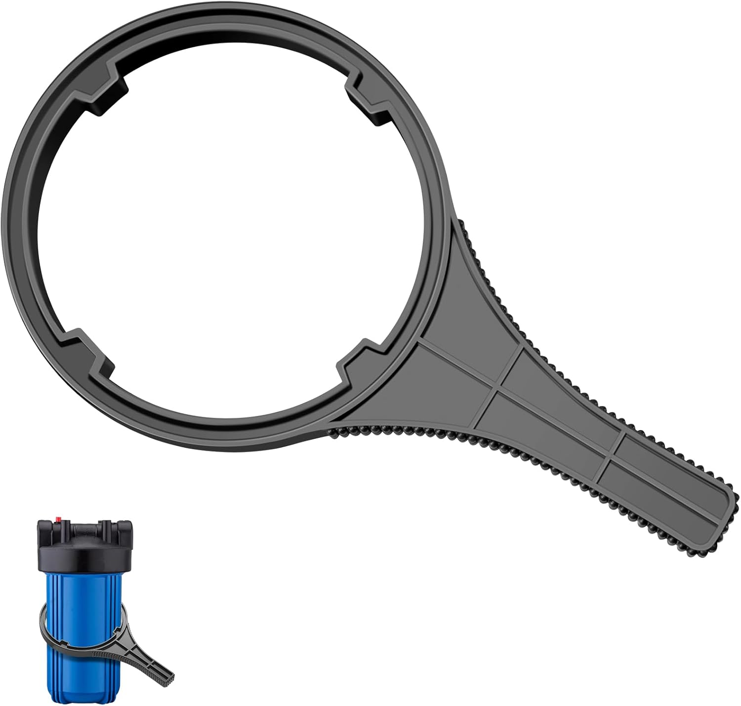 Heavy Duty Water Filter Wrench (6.38" Max Inner Diameter) for Big Blue-Style Filter Housings, Compatible with Larger Water Filter Housings (5.8-6.38 inches)