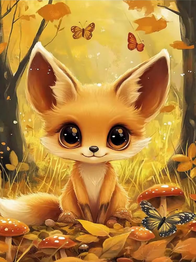 Weiniuniu Diamond Painting Kits for Adults Little Fox DIY Bead Crystal Rhinestone Craft Easy 5D Dimond Picture Art Home Wall Decorations 50x70cm