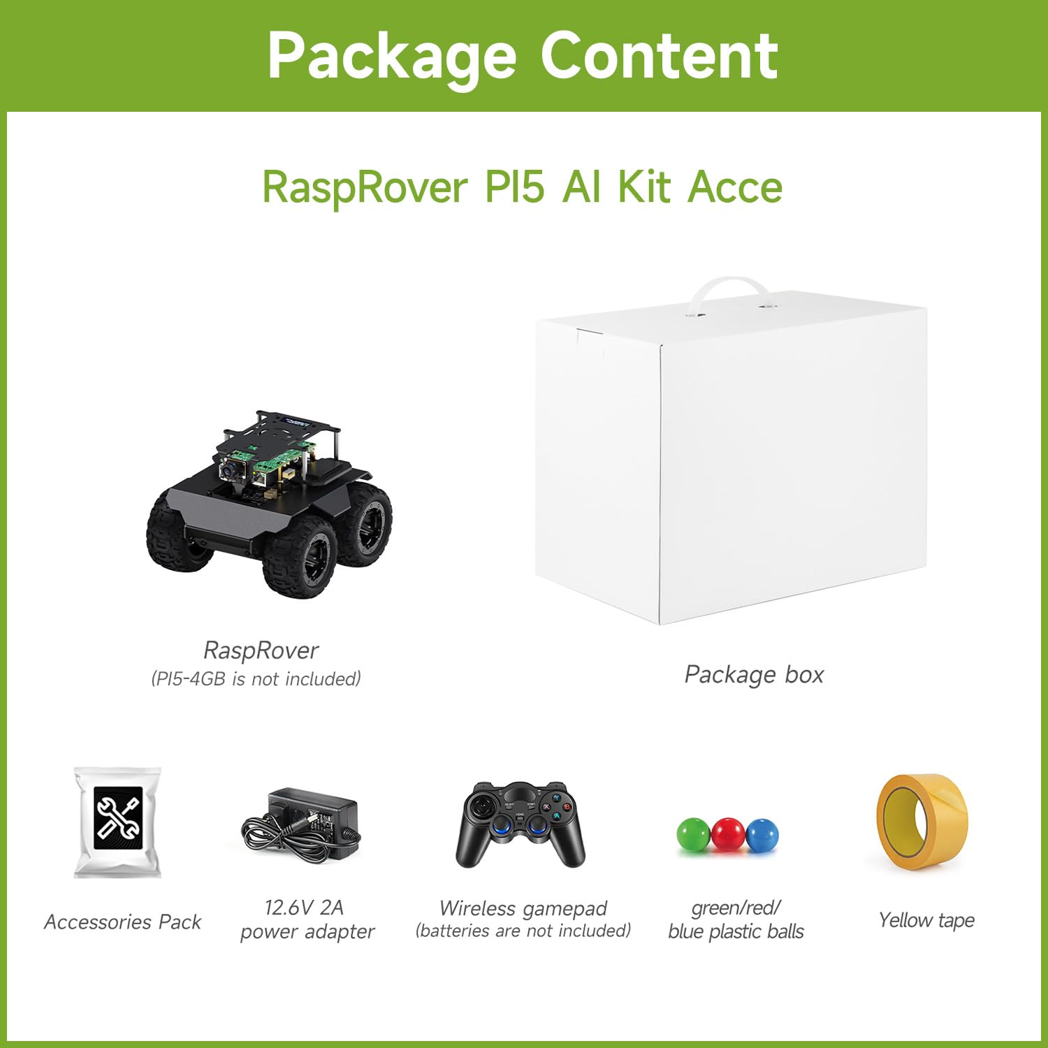 Waveshare RaspRover Open-Source 4WD AI Robot Compatible with Raspberry Pi 5 Dual Controllers Computer Vision