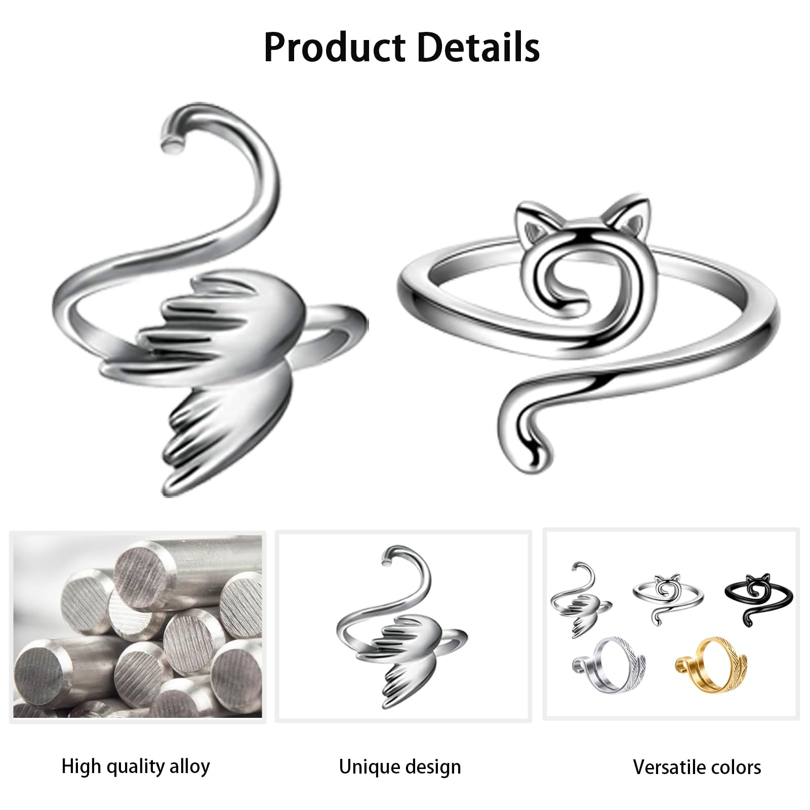 5 Pcs Crochet Ring, Adjustable Crochet Hook, Yarn Tension Rings for Finger Protection, Ideal for Knitting, Fashionable Crochet Accessories,Suitable for DIY Weaving 1