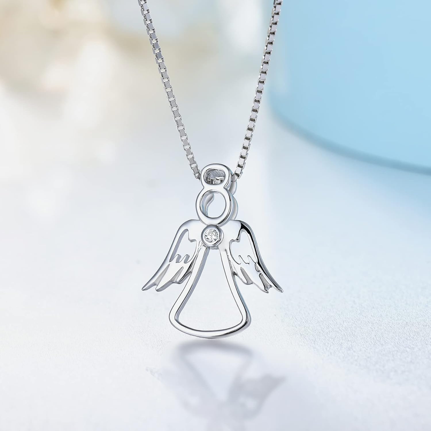 FJ Guardian Angel Necklace 925 Sterling Silver Angel Pendant Jewelry for Women - Image 2