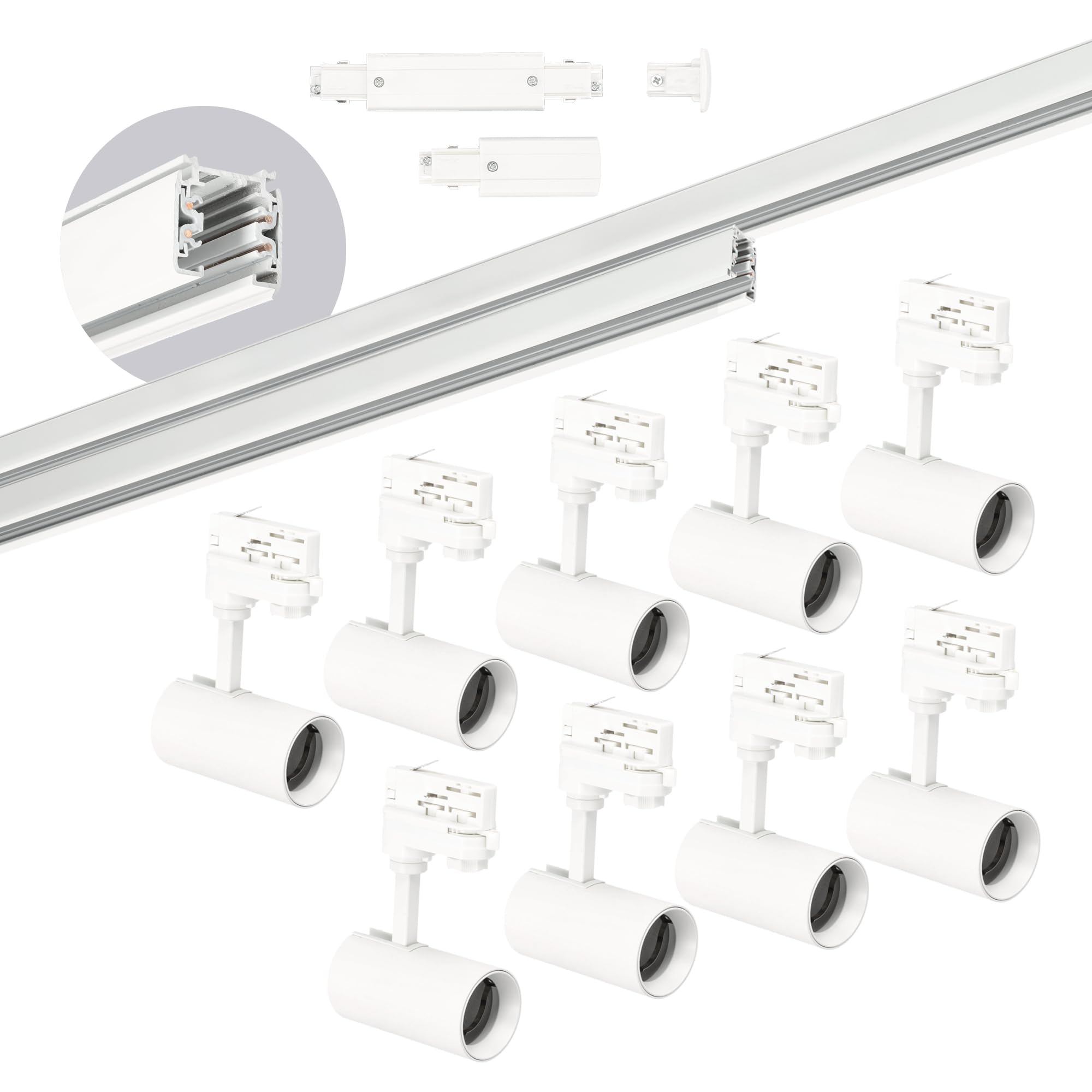 NEXTRACK 3-Phasen-Schienenset Komplett-Set mit GU10 Lampe 1m 2m Schiene Weiß