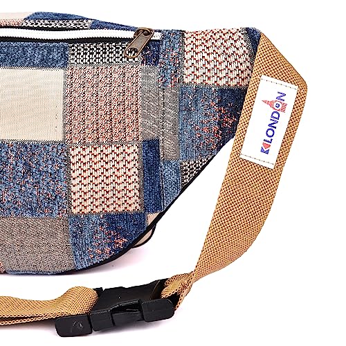 Image of K London Stylish Canvas Multi Colored Ethnic Design Waist Pack Waist Pouch Travel Pouch Passport Holder Waist Bag with Adjustable Strap(11702 Multi)