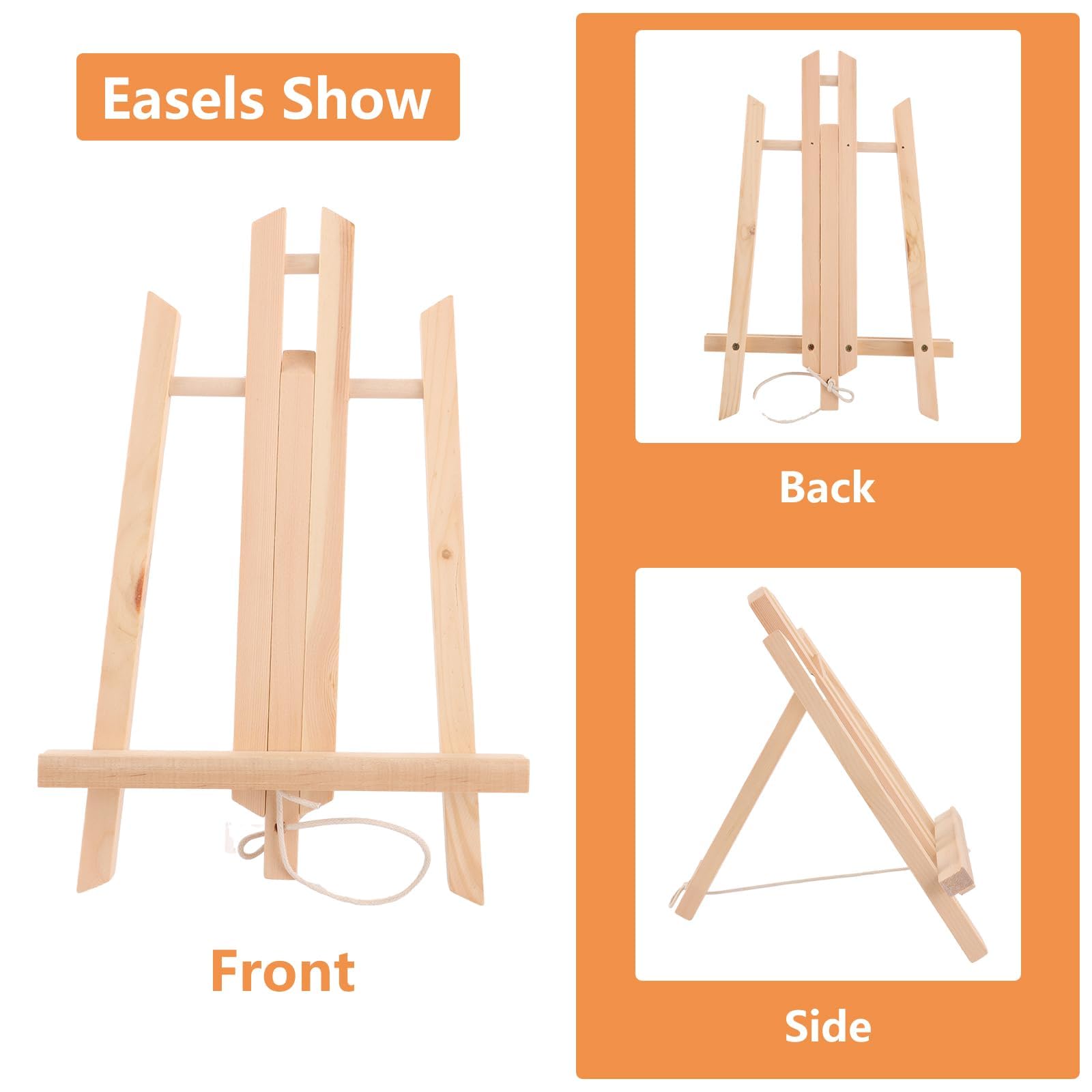 ASelected Set di 6 Cavalletti in Legno da Tavolo 30 cm, Cavalletto Pittura Pieghevole per Mini Tele, Cornici e Foto, Supporto in Pino per Eventi, Vetrine e Hobby Creativi