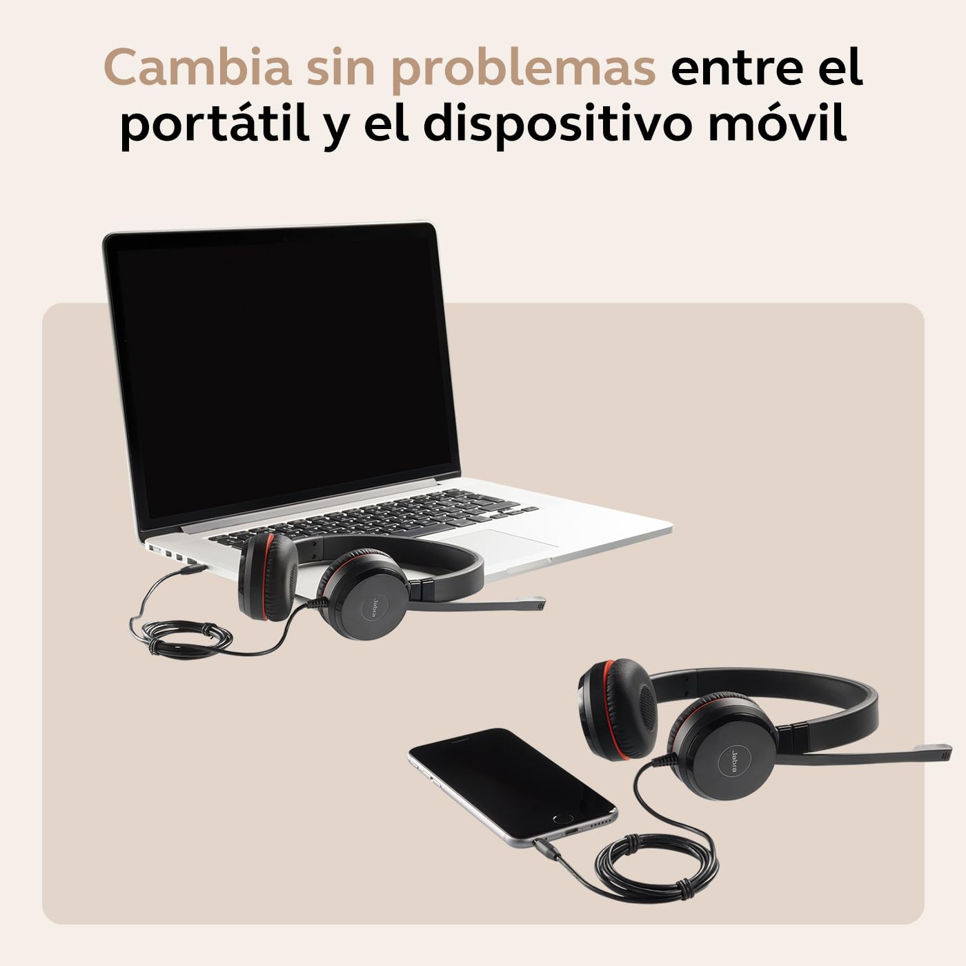 Jabra Evolve 30 II, Auriculares estéreo certificados por Microsoft Teams con Unidad de Control de Llamadas, micrófono con cancelación de Ruido, Indicadores LED, Sonido, USB-C/A,