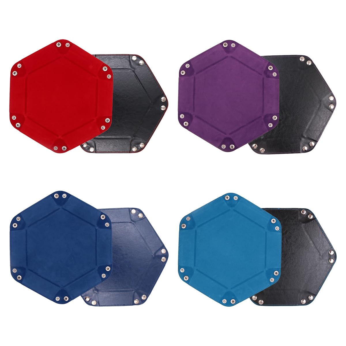 4 PCS Vassoio per Dadi Porta Rotolo di Dadi Esagonale Pieghevole Vassoi per Dadi in Pelle PU per Giochi di Ruolo da Tavolo Accessori per Giochi da Tavolo