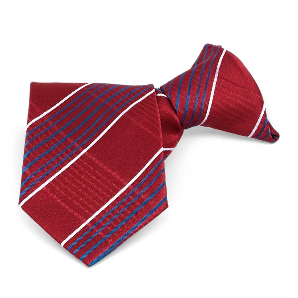Boys' Dark Red Jeffrey Plaid Clip-On Tie, 11