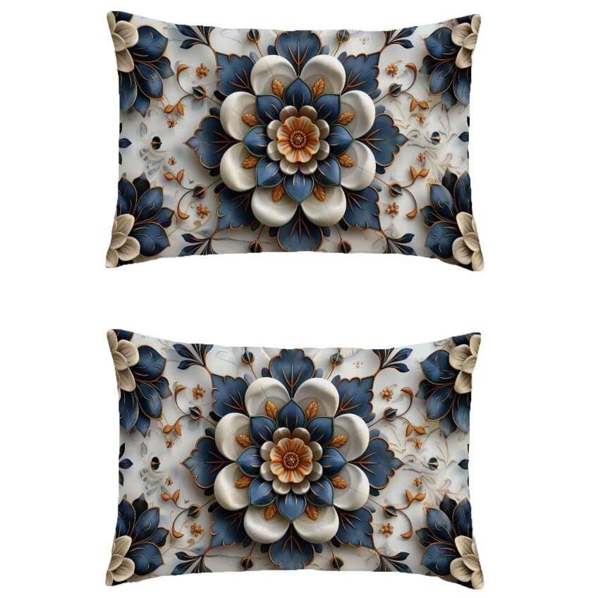 Housse coussin extérieur taupe 60x80cm fleur pour sublimer le jardin en automne