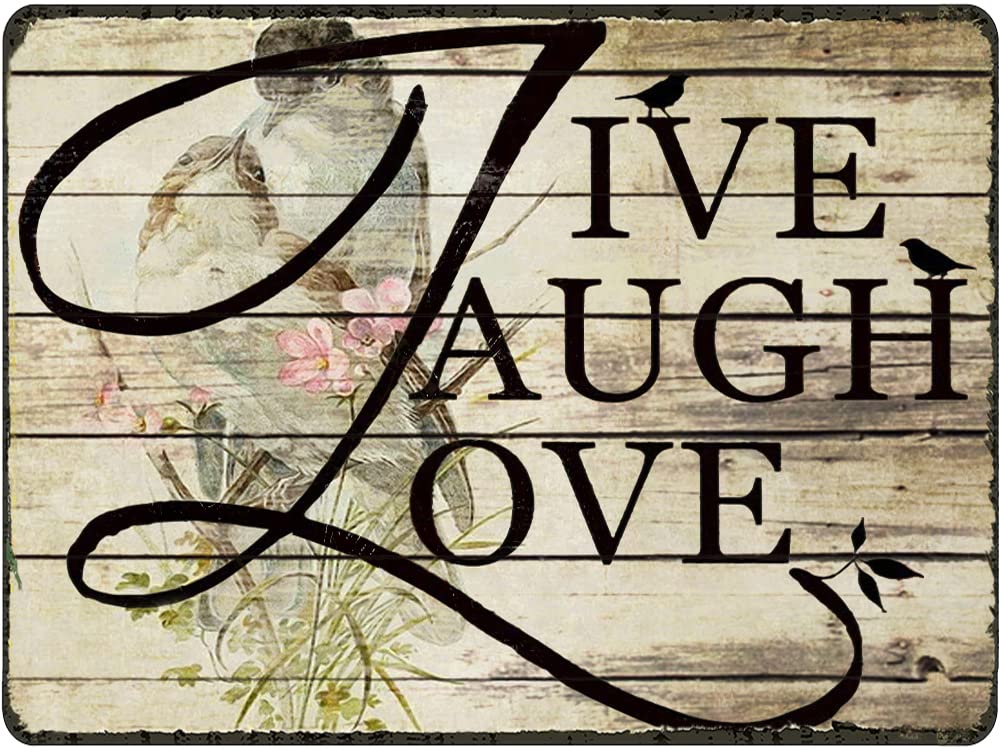 DAIERCY live laugh love metal tin sign inspirational quote sign vintage plaque sign motivational wall hanging sign home decor novelty sign for home office cafe bar club pub classroom gift 5.5x8 Inch