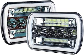AMUNIESUN Pair Rectangle 7x6 5x7 Led Headlights 6052 6054 H5054 H6054 Hi/Low Sealed Beam Replacement Fit For Chevy Express Cargo Van 1500 2500 3500 Jeep Toyota Pickup Dodge Ram F250 E350