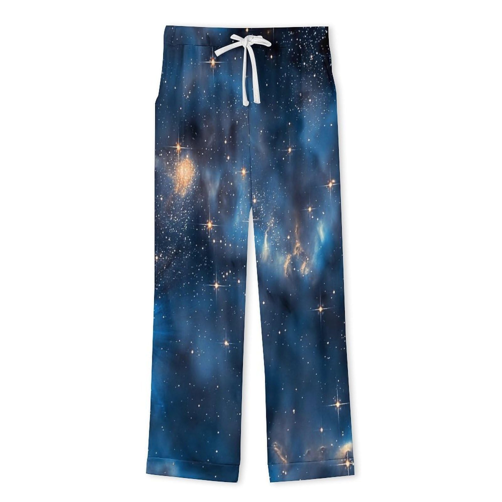OLEETS Completo Pigiama da Uomo - Vista del Cielo Stellato Top E Pantaloni in 2 Pezzi Pigiama Casual E Ampio A Maniche Lunghe Morbido Autunnale E Invernale.
