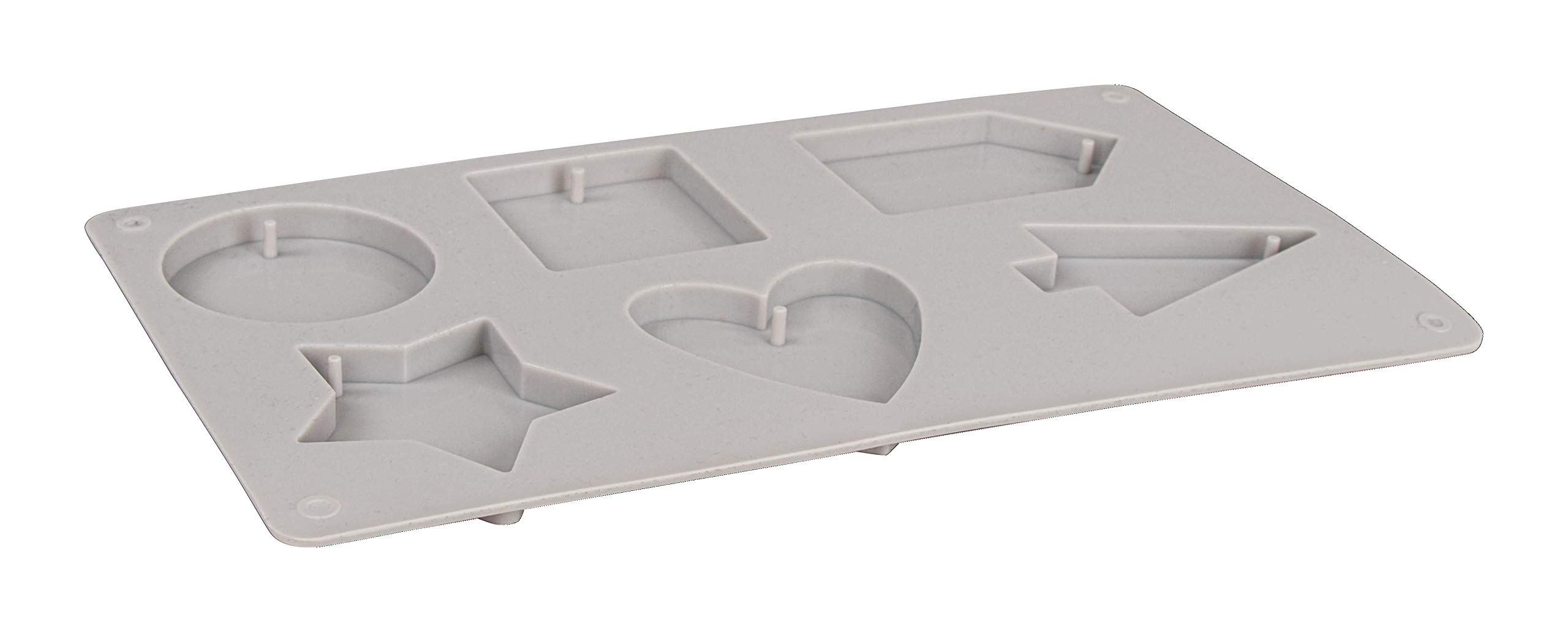 Rayher 36110000 Silicone Casting Mould for Jewellery Making, Casting Tray with 6 Different Pendant Shapes for Concrete, Plaster of Paris, Resin, Wax and Soap, 14.5 x 26 x 1 cm, Grey