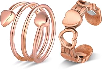Jecanori 2PCS Copper Rings for Women,99.99% Pure Copper Magnetic Ring with Magnet Jewelry Gifts for Womens