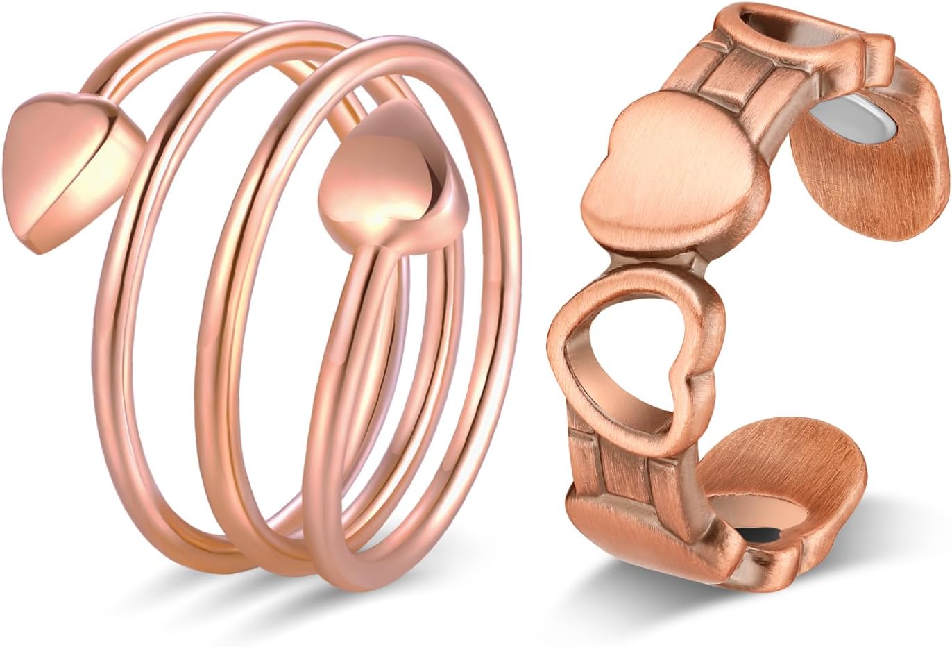 Jecanori 2PCS Copper Rings for Women,99.99% Pure Copper Magnetic Ring with Magnet Jewelry Gifts for Womens
