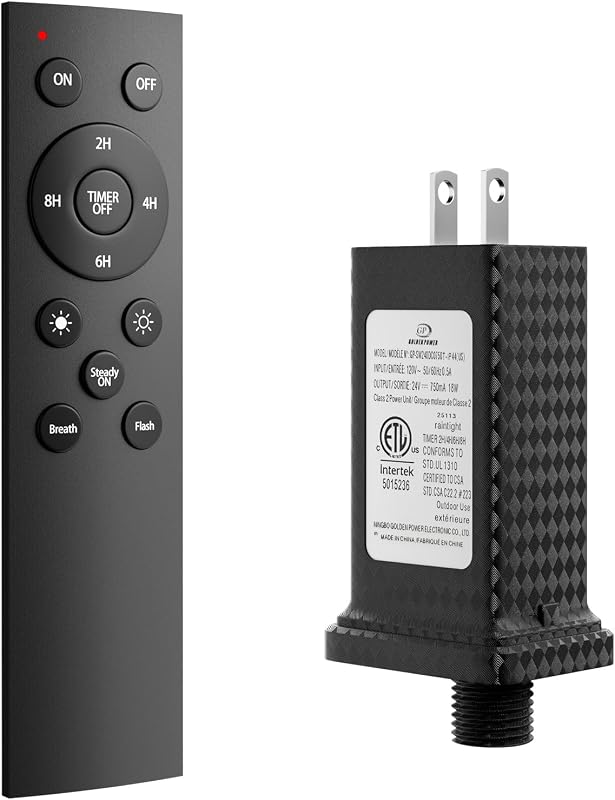 addlon Replacement Adapter and Remote Control for String Ligts 12W Black, Only Compatible with Our String Lights