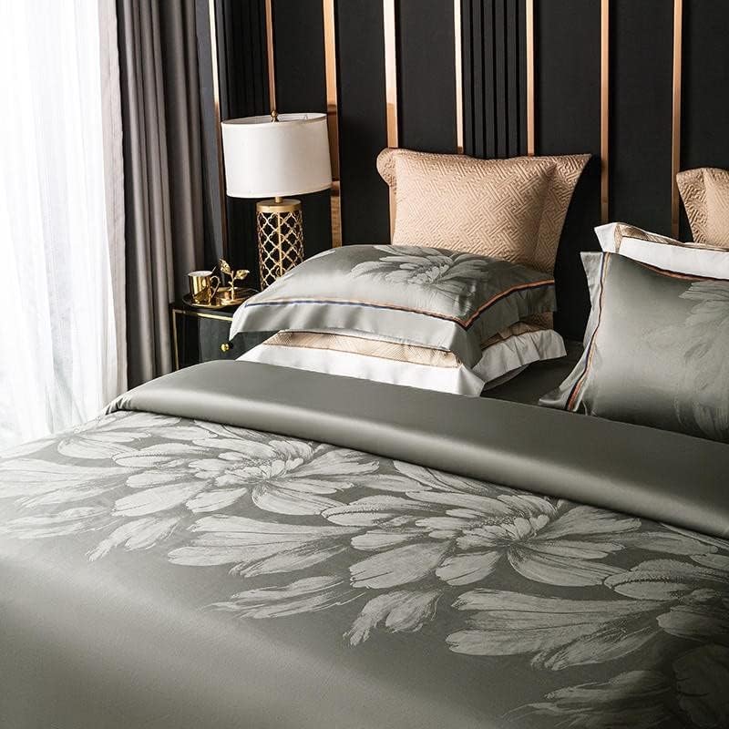 Miniatura 7 de HARUE Juego de funda de edredón jacquard de algodón de fibra larga de 1000 hilos, tamaño doble, queen, king, 4 piezas, juego de ropa de cama bohemio