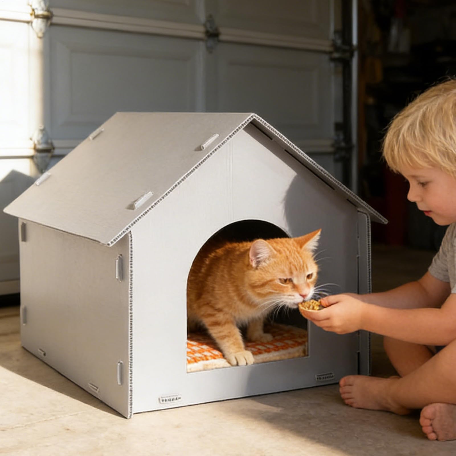 Generico Cuccia per Gatti Tenda Impermeabile Chiusa con Tappetino | Casetta per Gatti da Esterno Per Il Sonno Invernale, , Casa Per Animali, Patio, Cortile E Giardino