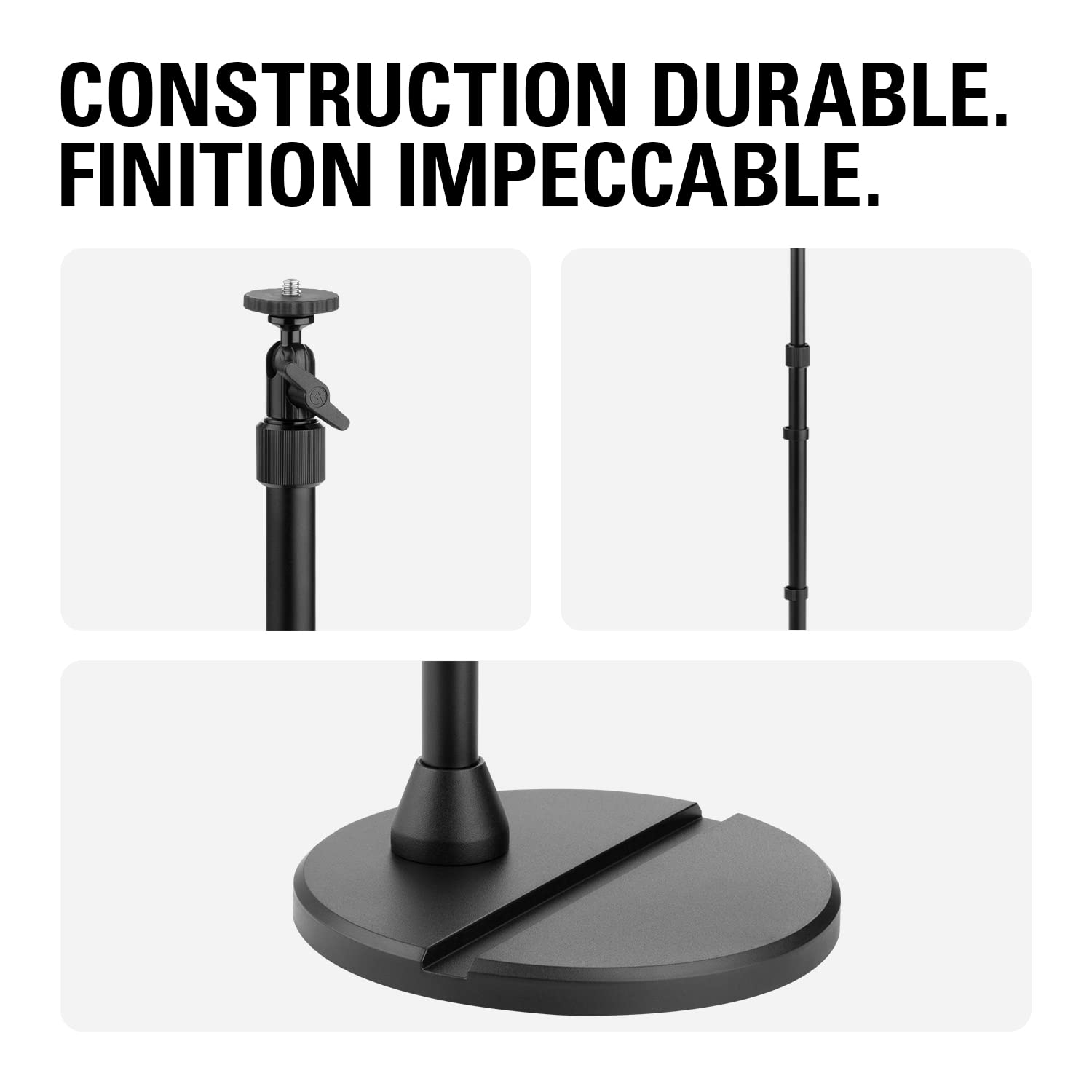 Elgato Mini Mount – Support de bureau polyvalent extensible à 64 cm, entièrement réglable, support de téléphone à sabot, emplacement pour appareil et filetage 1/4" pour caméra, éclairage, micro, etc.