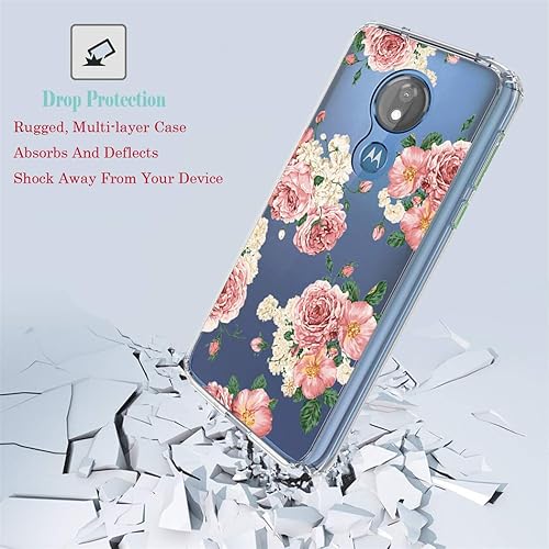 Miniatura 7 de Funda para Moto G7 Power para Moto G7 Supra con flores, delgada, a prueba de golpes, transparente, suave, flexible, TPU trasero, funda protectora