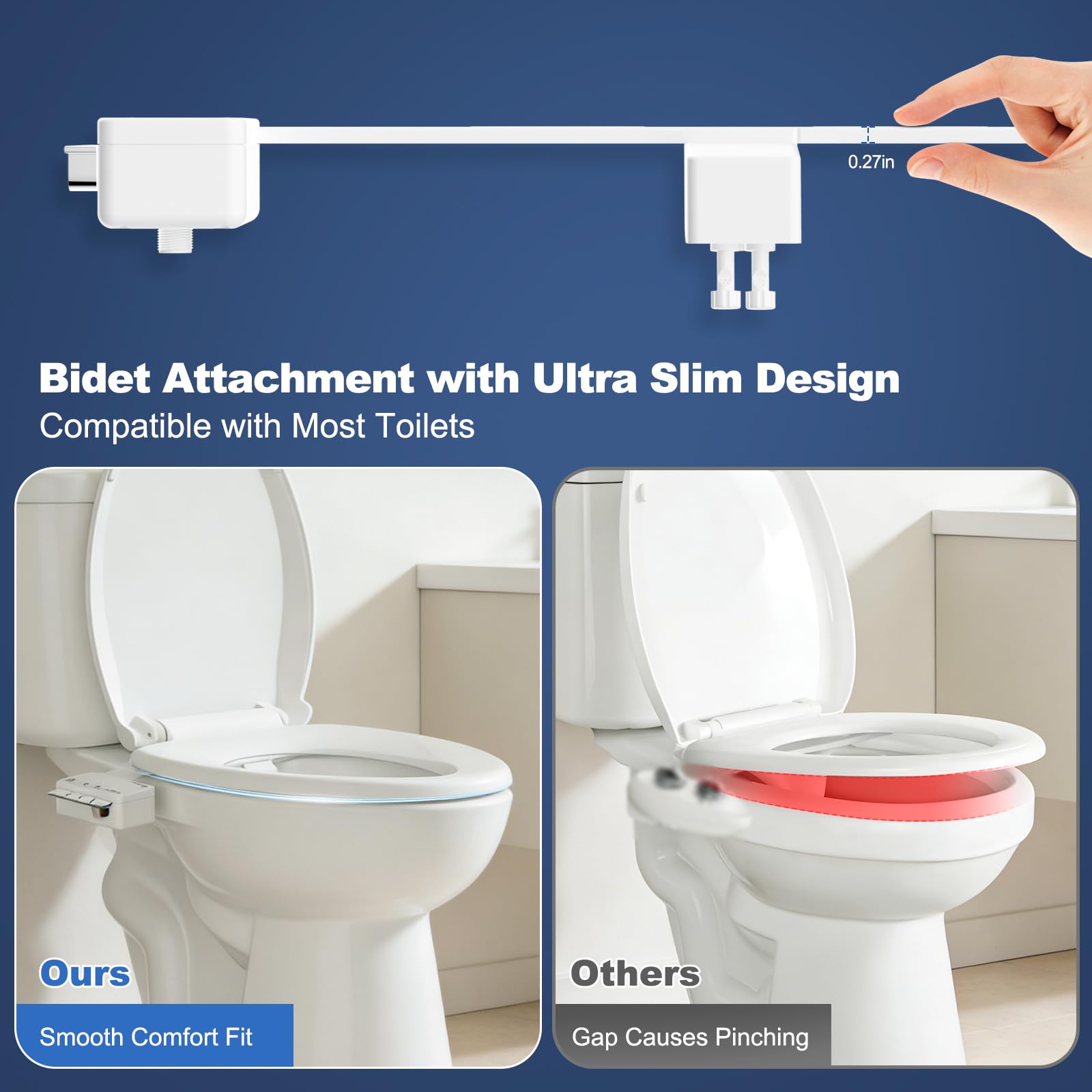 Hibbent Lot de 2 fixations de bidet ultra fines pour lunette de WC