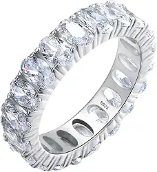 Anel em Prata 925 Cravejado com Zircônias - Joia Classica e Sofisticada - Acabamento Premium e Hipoalergenico - Presente Romantico