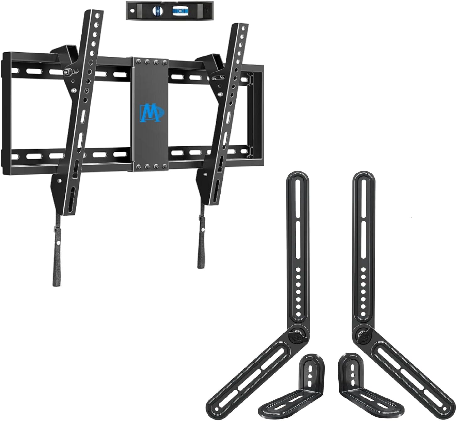 Mounting Dream Tilting TV Wall Mount for 37-75 inche TVs up to 132lbs, Max VESA 600x400mm and Soundbar Mount Bracket for Mounting Above or Under TV Fits Sound bar up to 15lbs