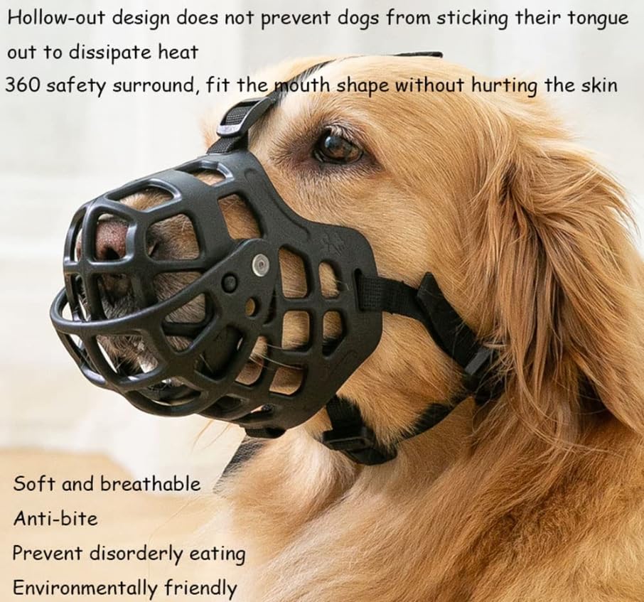 Bozal para Perro, Bozal Transpirable Ajustable for Perro, de Silicona, Color Negro, Varios tamaños, Paquete de 1 o 2(2 pcs,L/25-29cm/10-20kg)