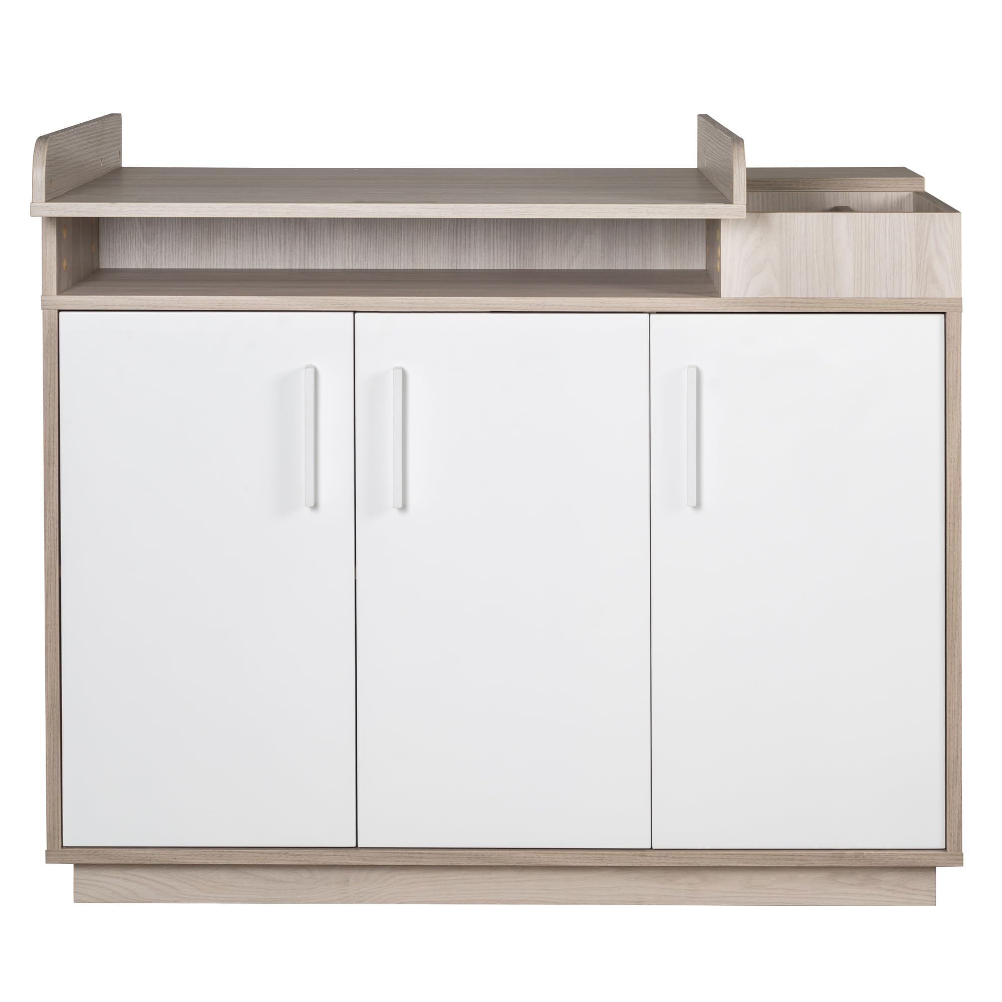 roba Chambre Bébé Complète Olaf - Lit Évolutif 70 x 140 cm + Commode à Langer + Armoire à 3 Portes - Blanc / Décor Bois
