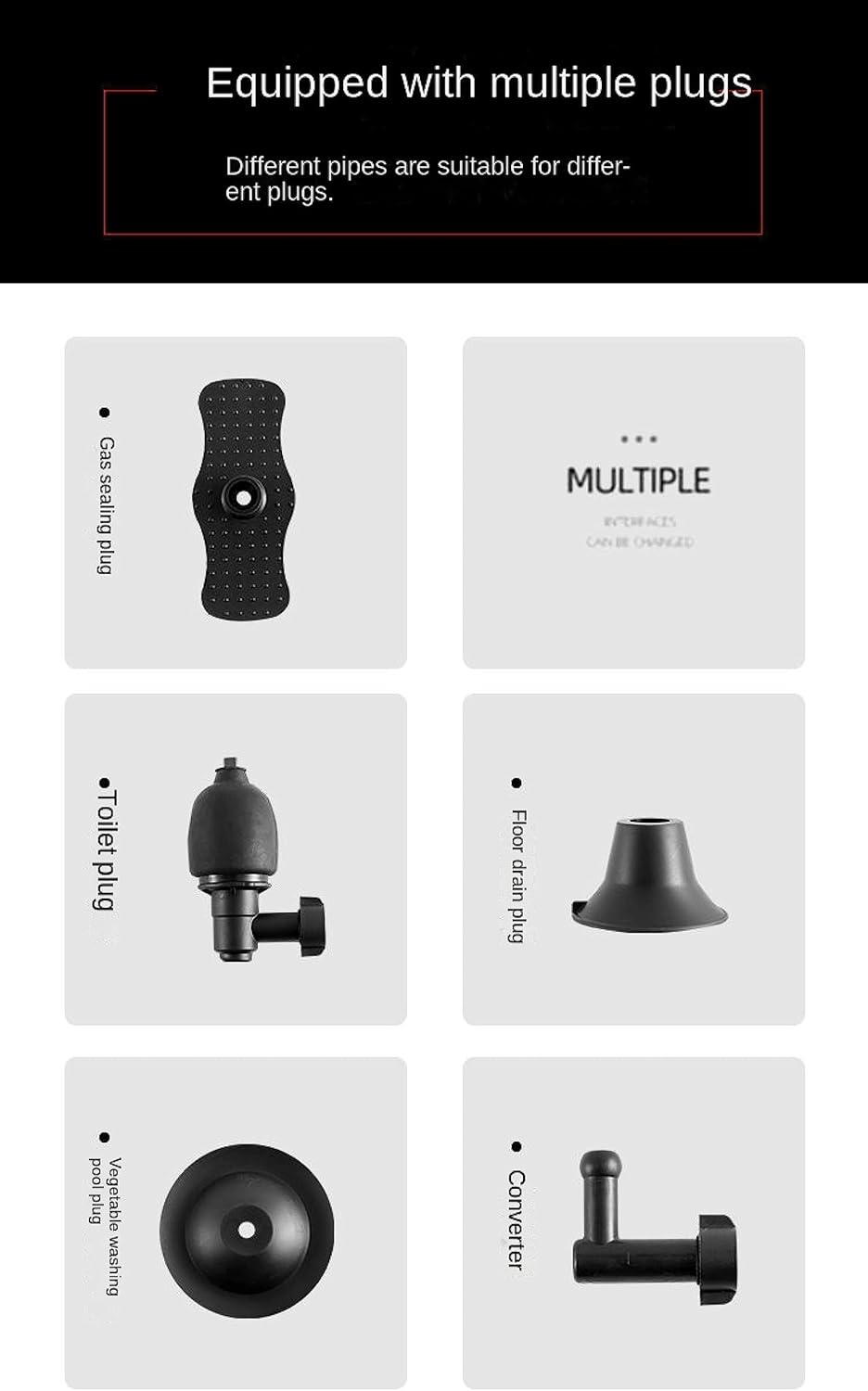 Stainless Steel Toilet Pipe Dredger - High Pressure Integrated Solution to Toilet Sewer and Floor Drain Clogging Grey