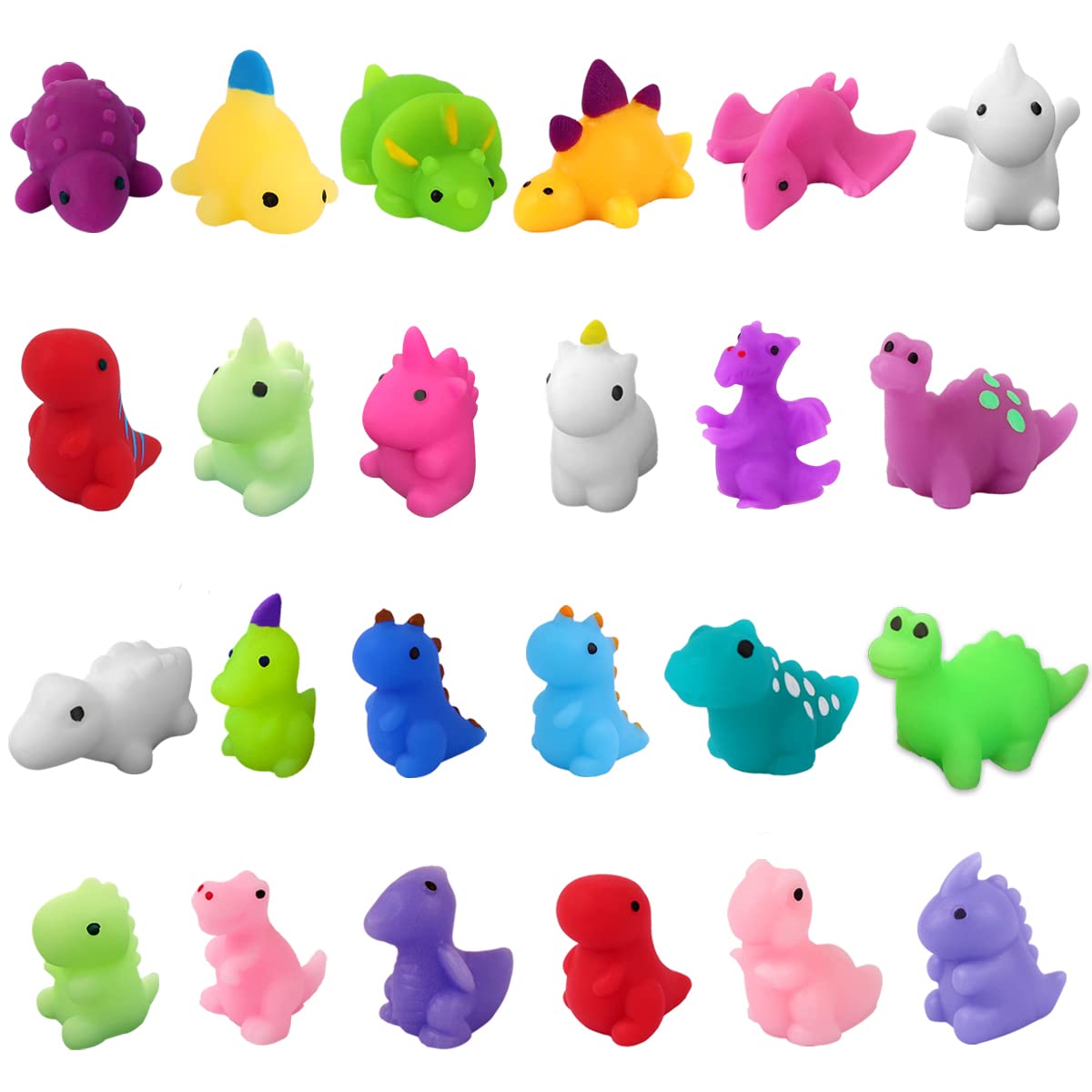 DIYDEC 24PCS Mochi Squishy Toys, Mini Kawaii Dinosaur Squishies Soft Fidget Toys Stress Squeeze Toys Party Bags Filler for Boys Girls Birthday Fillers