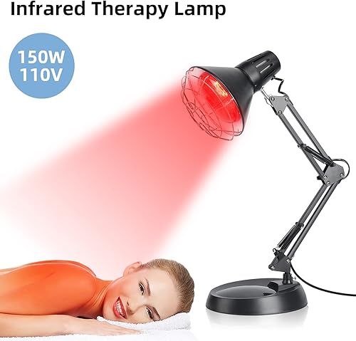 Miniatura 4 de Terapia de luz roja infrarroja con base resistente, dispositivo de lámpara de calor con bombilla de 150 W, juego de lámpara de calor de luz