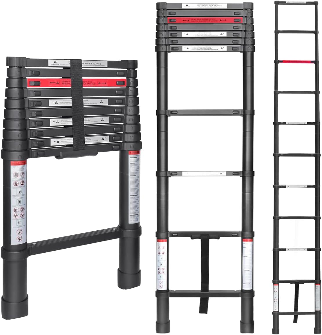 Telescoping Ladder 10.5FT, Gimify Extension Telescopic Ladder Aluminum Alloy Collapsible Telescope Lightweight Steps with Project Tray Folding for Roofing Business, RV Outdoor Work, 330 lbs Capacity