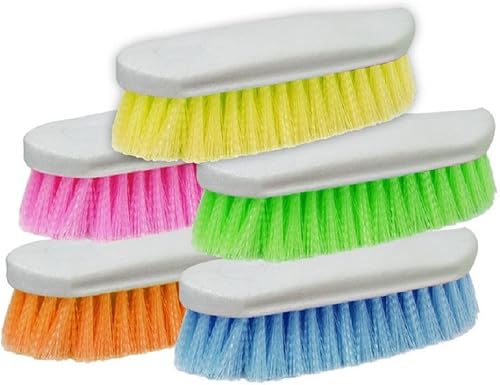 Showman Cepillo de aseo de cerdas rígidas medianas neón con base ovalada (azul)