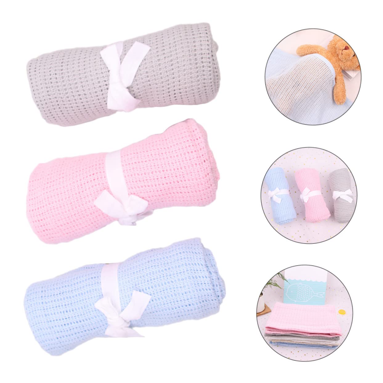 ibasenice 2 Juegos De Aire Acondicionado para Bebé Mantita Bebe Toquilla Bebe Toalla con Capucha para Bebé Chico Mantas De Bebé para Recibiendo De Bebé Algodón 3 Piezas * 2