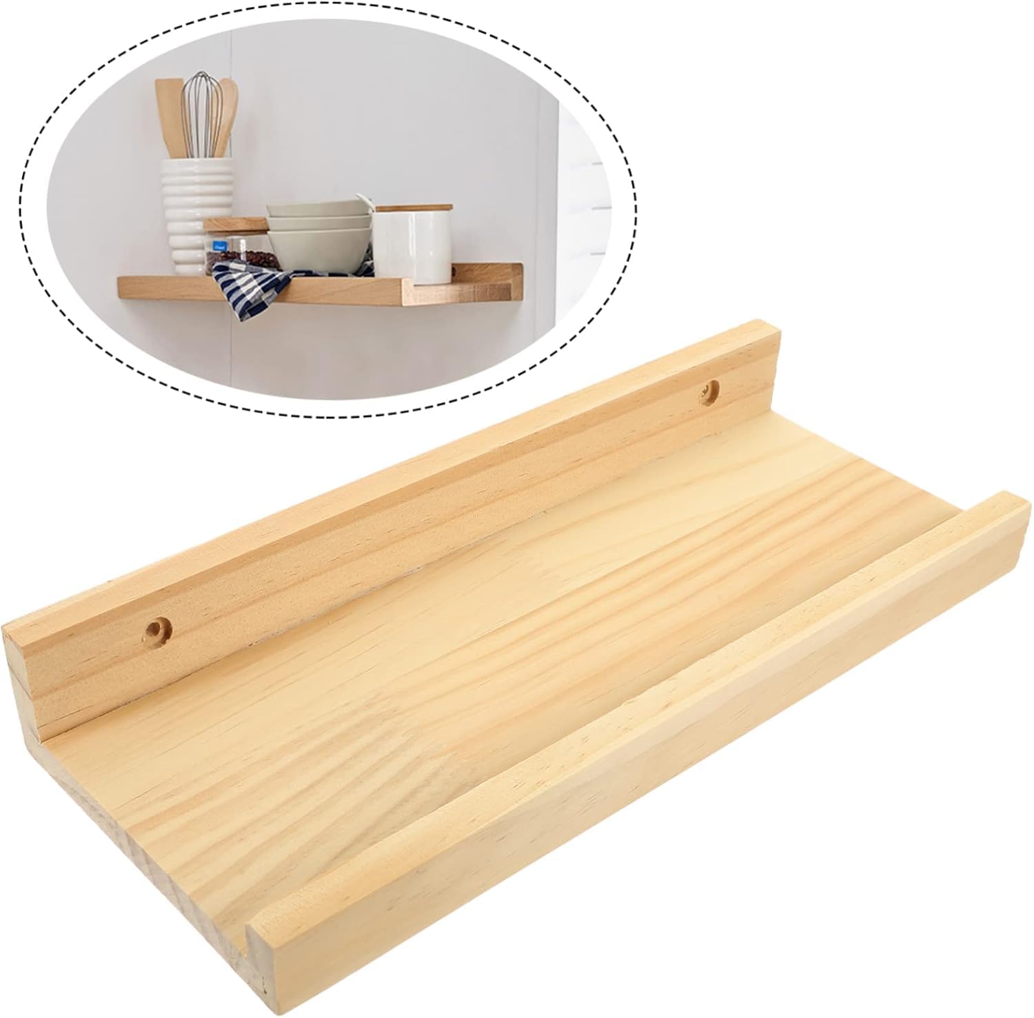 Mensola galleggiante in legno in stile nordico, elegante decorazione da parete per camera da letto e soggiorno, supporto compatto per piante e oggetti, finitura in legno e noce, soluzione moderna per