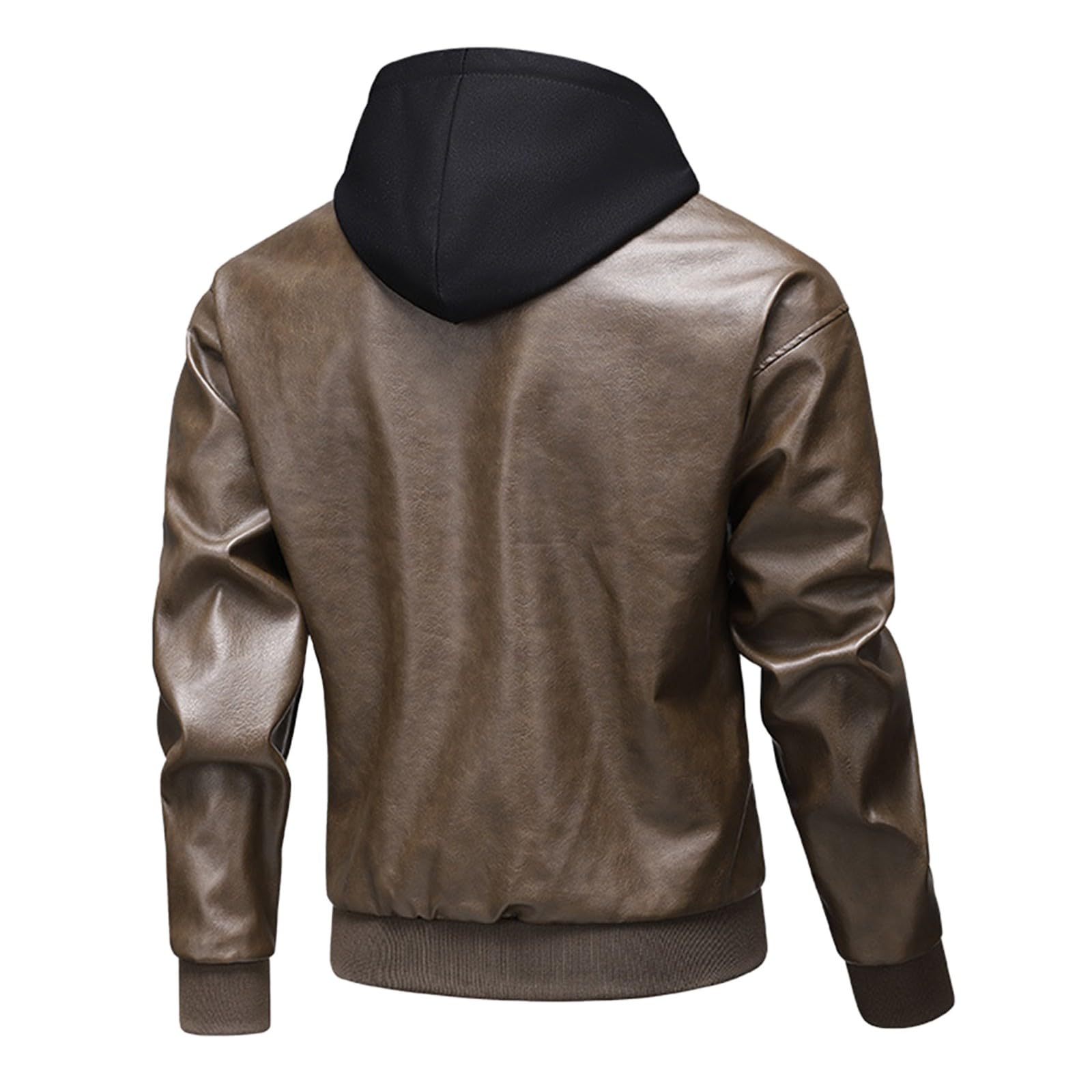 Giacca in pelle da uomo, vintage, in due pezzi, in similpelle, da uomo, con cappuccio, stile streetwear, da uomo, per attività all'aria aperta, con cappuccio