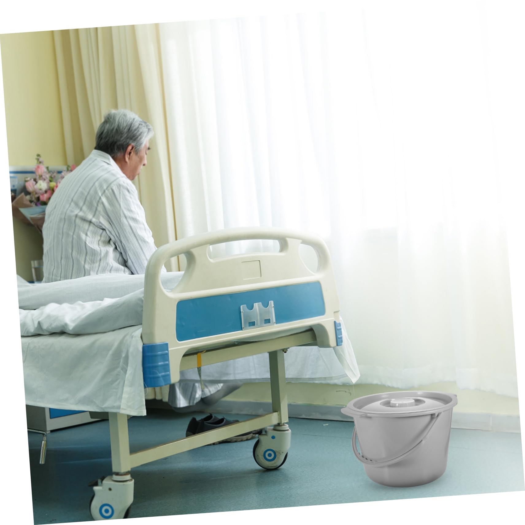 FRCOLOR Portable Commode Chair Bedside Chamber Pot Lid Large Urinal Pot for Elderly