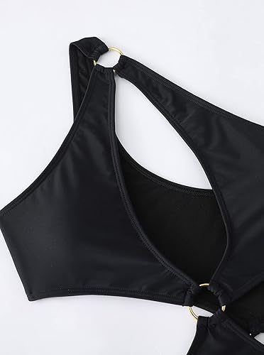 Miniatura 5 de Hilinker Traje de baño de una pieza con cuello halter y abertura en forma de junta tórica para mujer