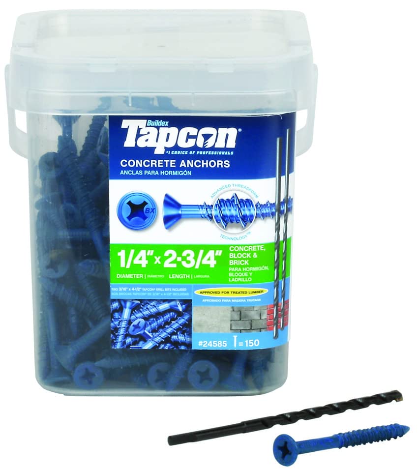 Tapcon 1/4 in. Dia. x 2-3/4 in. L Steel Flat Head Concrete Screw Anchor 150 pk