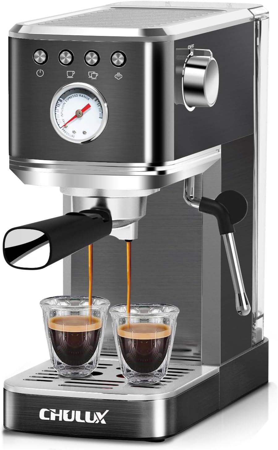 CHULUX Slim Espresso Machine with 12oz SUS304 Milk Pitcher