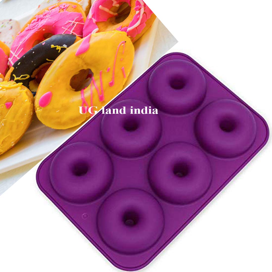 Silicone Non-Stick 6 Cavity DIY Doughnut Bakeware Safe Mould (Multicolour)