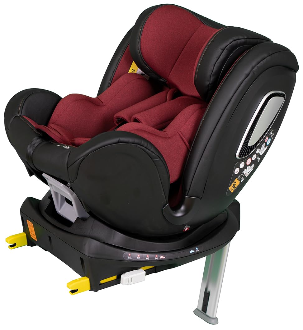 Casualplay Silla de coche bebe giratoria Norai Isize con isofix y pata de apoyo, grupo 0 1 2 de 0 a 4 años o de 40 a 105 cm y dispositivo lateral activo ASP, rojo