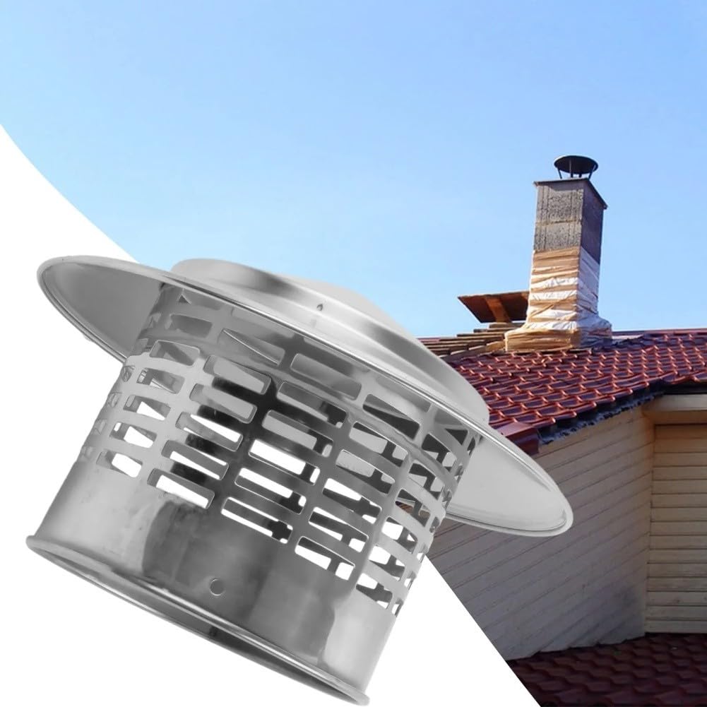Tapa de chimenea de acero inoxidable 304, cubierta de ventilación para tubo de escape de techo, diseño a prueba de lluvia que evita la suciedad y los desechos, duradera para una protección duradera